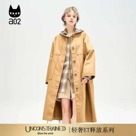a02【ET释放系列】美拉德宽松中长款风衣女2025新款秋季通勤外套商品大图