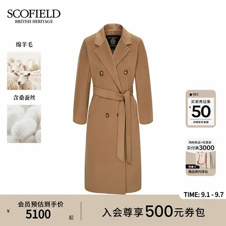 【含羊毛】Scofield女装双排扣西装大衣含桑蚕丝2025冬季新品商品大图