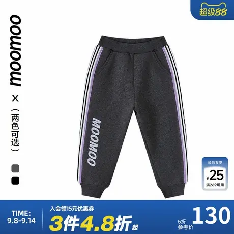 moomoo童装女童织带针织裤冬季新款潮流撞色织带百搭休闲裤子商品大图