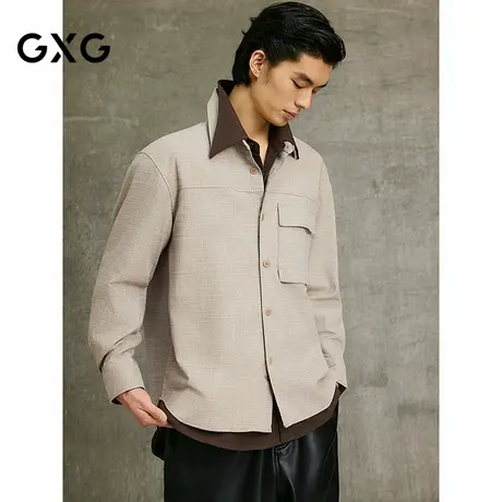 GXG男装 卡其色小香风宽松时尚长袖衬衫25年春季新品G25X031033图片