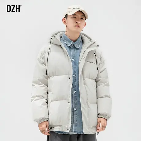 男士米色棉服男冬季加厚短款潮牌连帽棉衣外套设计感男装2023新款商品大图