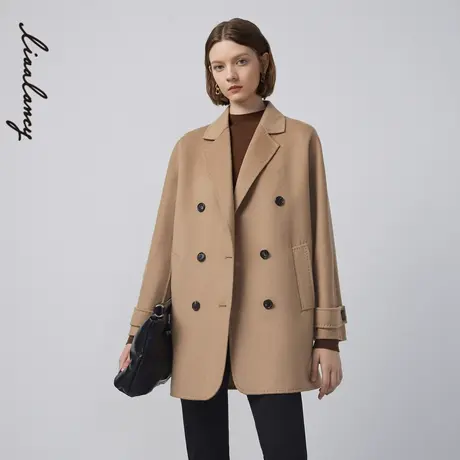 LANCY/朗姿俪雅骆驼绒大衣冬季新款大衣女中长款休闲外套女图片