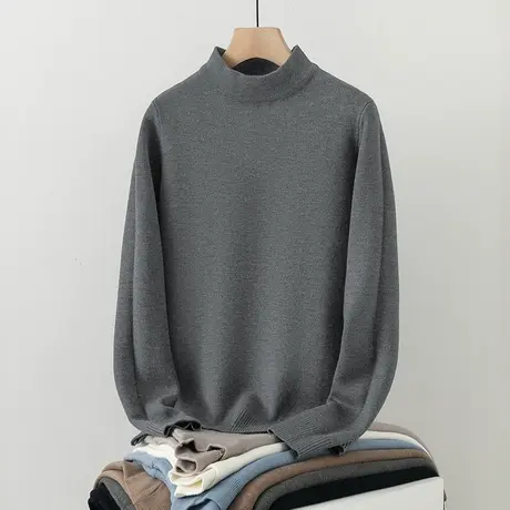男士毛衣2023新款秋冬季半高领打底衫一体绒加厚加绒保暖中领毛衫商品大图