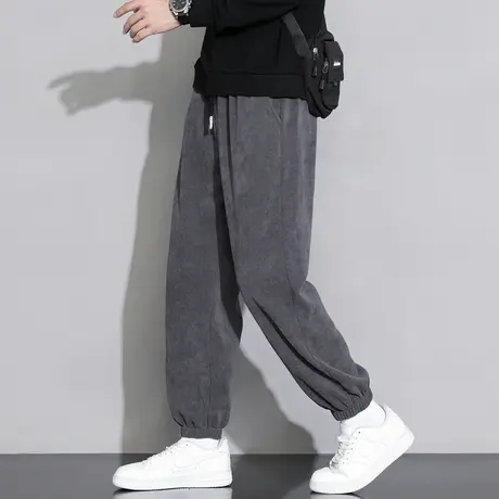 裤子男款春秋季束脚运动卫裤2023新款男士痞帅潮牌灯芯绒休闲长裤商品大图