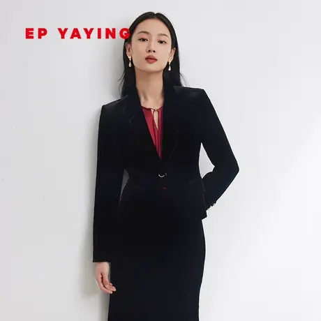 EP雅莹女装 一粒扣西装收腰 真丝丝绒正装外套 春夏商场同款1116A商品大图