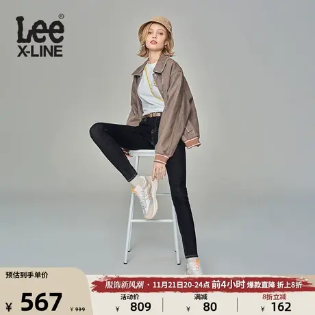 Lee舒适版型学院风棕色翻领牛仔夹克外套女款潮LWT005507202-986图片