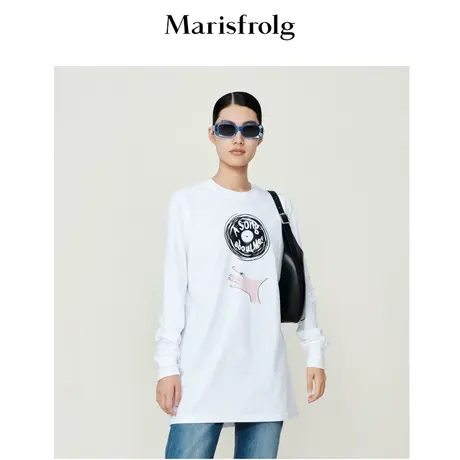 【商场同款】玛丝菲尔女装夏季新款修身白色纯棉T恤上衣女商品大图