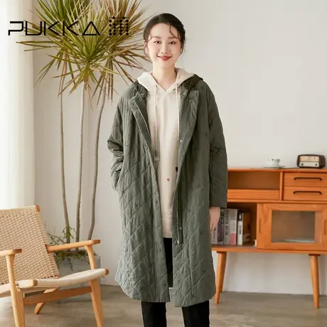 蒲PUKKA 女装连帽棉衣2022冬装宽松设计感中长款棉服冬商场同款图片