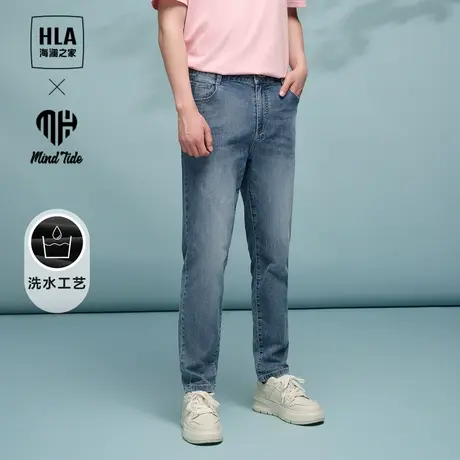 HLA/海澜之家循迹亦心即为系列牛仔裤24春夏新后腰皮标休闲裤子男图片