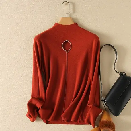 半高领毛衣套头打底衫女春装2024年新款内搭爆款百搭洋气针织衫女商品大图