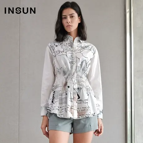 INSUN恩裳春季收腰方领衬衫商品大图