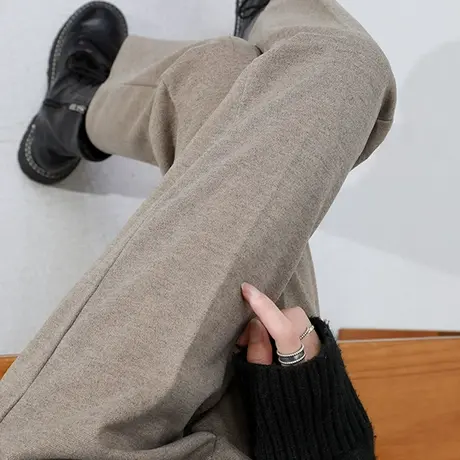 毛呢裤子女秋冬季2023新款宽松休闲高腰显瘦九分萝卜烟管小直筒裤商品大图
