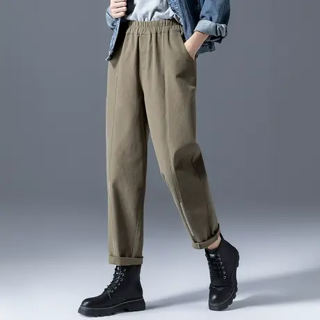 萝卜裤女2023新款军绿色裤子宽松休闲裤春秋女裤老爹裤九分哈伦裤商品大图