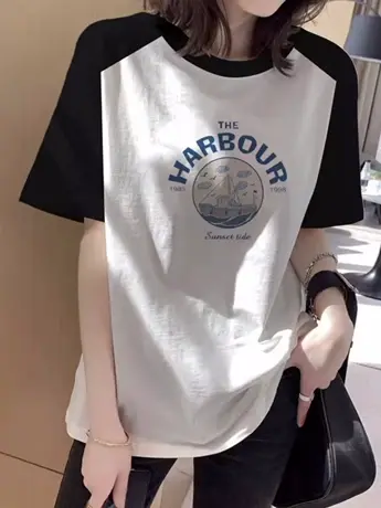 白色仿棉短袖T恤女2023年夏季新款宽松原宿风潮流百搭港风上衣ins图片