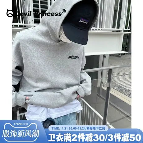 简约风宽松韩版灰色卫衣女通勤百搭早秋新款超好看帽衫上衣ins潮商品大图