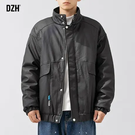 男士pu皮棉服男冬季加厚皮衣外套2023新款棉衣oversize高街男夹克商品大图
