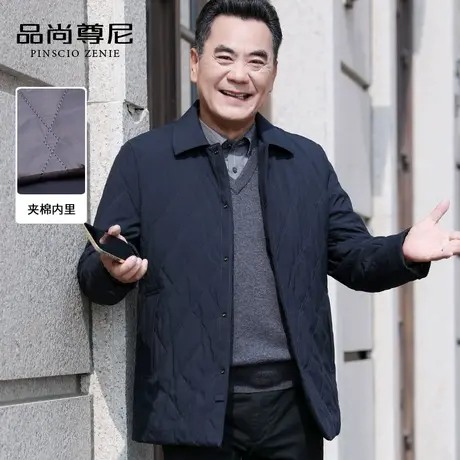 中老年人外套男士冬季2022新款夹棉加厚休闲翻领保暖夹克爸爸冬装商品大图