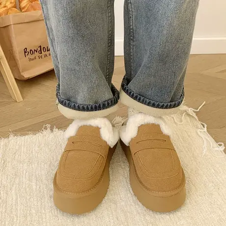 包头半拖女外穿2023年初秋新款法式复古家居拖鞋松糕厚底加绒棉拖商品大图