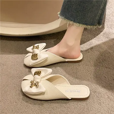 包头半拖鞋女夏外穿2024新款孕妇懒人无后跟法式平底鱼嘴穆勒凉拖商品大图