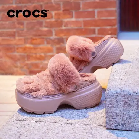 Crocs卡骆驰雪屋绒绒洞洞鞋户外保暖拖鞋厚底女鞋|208938商品大图