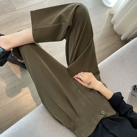 断码清仓不退不换九分直筒西装裤女高腰小个子休闲烟管萝卜直筒裤商品大图
