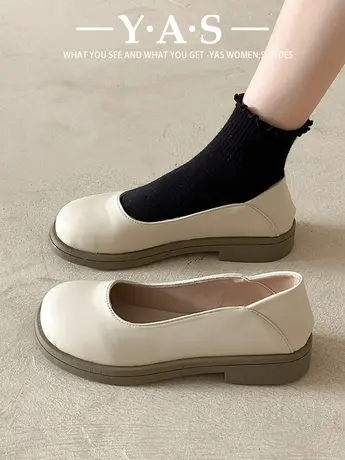 单鞋女粗跟春秋新款浅口圆头软底护士鞋黑色职业空乘上班面试工鞋商品大图