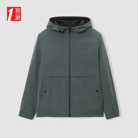 海一家简约双面穿外套2024春季新款休闲连帽辑明线男士夹克商品大图