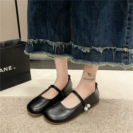 两穿单鞋女2024新款夏季软底一脚蹬玛丽珍小皮鞋法式配裙子豆豆鞋图片
