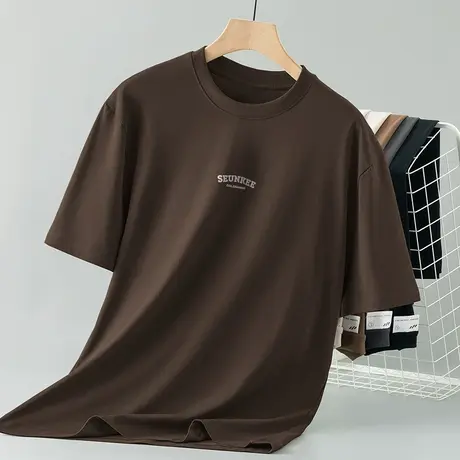 260g重磅纯棉短袖t恤男夏季圆领全棉半袖美式宽松上衣服潮牌体恤图片