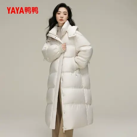 鸭鸭长款羽绒服女2024年新款长款过膝面包服韩版气质宽松外套J图片