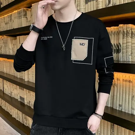 2023新款长袖t恤男士春秋季韩版圆领宽松打底小衫潮流ins卫衣男装图片