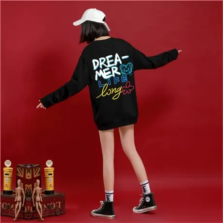 Ohlyah原创设计美式英文老虎卫衣女秋冬新款宽松小众国潮上衣学生商品大图