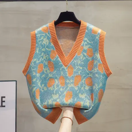 v领针织马甲背心女2023秋装新款宽松马夹外穿上衣外搭毛衣坎肩潮商品大图