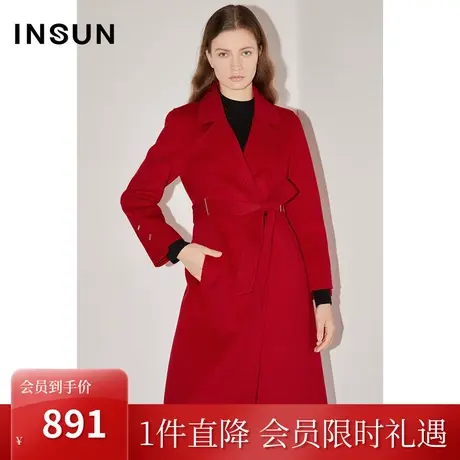 【奥莱专享】恩裳COVER冬季直筒纯羊毛舒适通勤气质款毛呢外套女图片