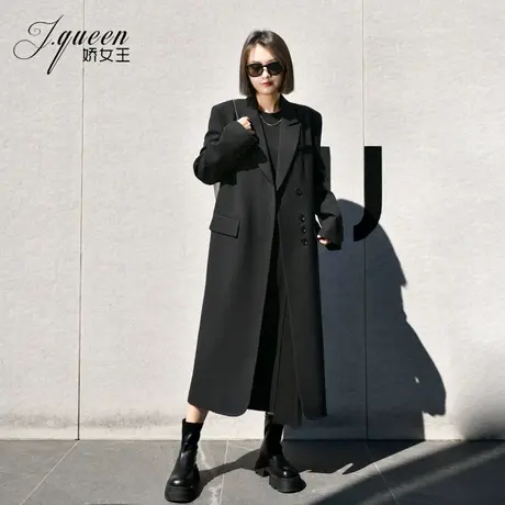 长款西装大衣外套女加厚2023年秋季复古气质高级感宽松廓形风衣商品大图