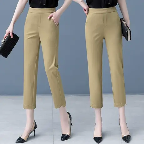 直筒裤女2023新款夏季修身八分裤韩版高腰显瘦烟管裤小个子休闲裤商品大图