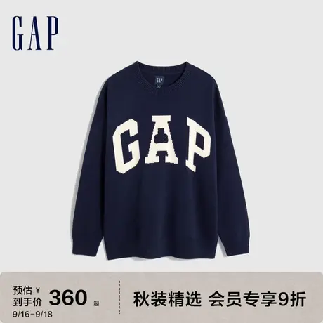 Gap男女装秋季2023新款LOGO宽松廓形落肩针织衫718683休闲毛衣图片