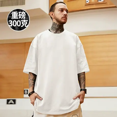 夏季潮流重磅纯棉纯色纯白百搭宽松内搭半袖短袖T恤男女打底衣服商品大图