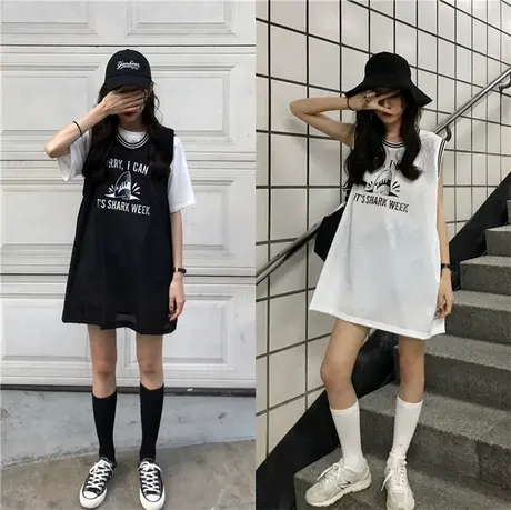 纯棉吊带运动坎肩背心无袖t恤女夏季外穿篮球服宽松港风挂脖上衣商品大图