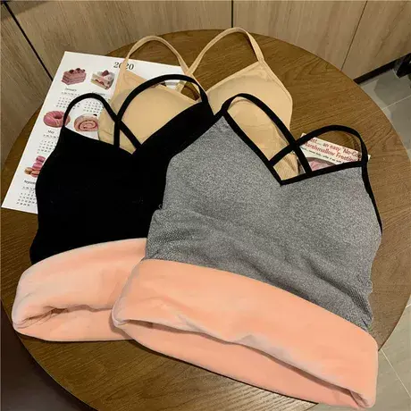 保暖背心女加绒加厚冬季修身一体带胸垫内搭贴身无痕女士内搭外穿商品大图