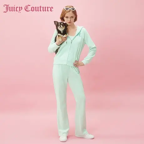 Juicy Couture橘滋2024早春日穿搭新款重工女装烫钻天鹅绒休闲裤商品大图