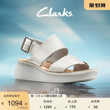 Clarks其乐微尔希女鞋凉鞋女一字带厚底沙滩坡跟凉鞋女图片