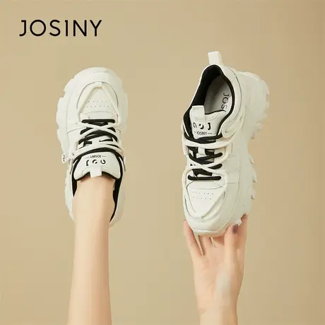 Josiny/卓诗尼老爹鞋女款2024新款春季百搭显脚小厚底时尚小白鞋商品大图