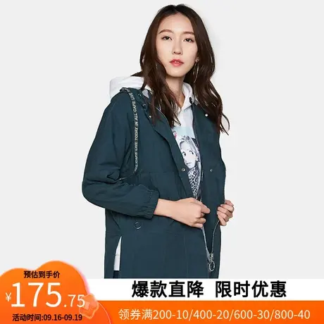 艾格秋冬简约休闲中长款迷彩风衣女士Y942商品大图