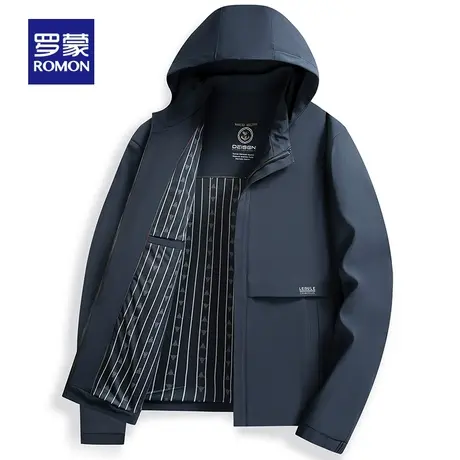【可拆卸帽】罗蒙男士夹克衫2024春秋季新款休闲百搭男装上衣外套图片