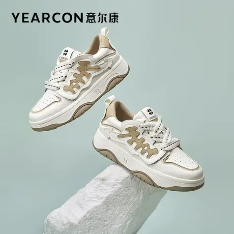 意尔康女鞋2023秋季新款小白鞋女厚底面包鞋休闲板鞋百搭轻便鞋子商品大图