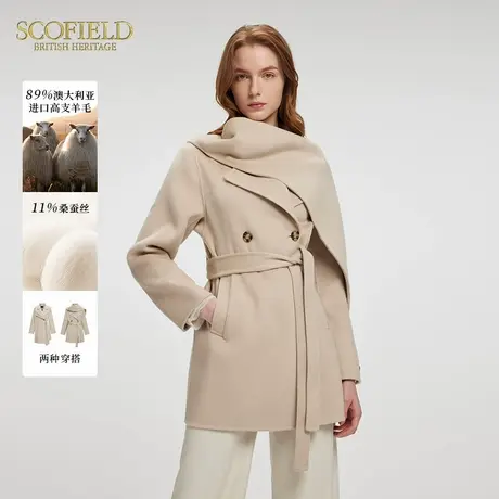 【澳毛+桑蚕丝】Scofield女不对称英伦设计感大衣2025春季新品图片