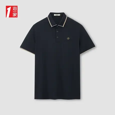 海一家撞色翻领POLO衫2025夏季新款简约大气青年男士短袖POLO衫图片