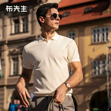 MrBu布先生海鸥领纯色t恤桑蚕丝短袖2025夏透气速干男上衣AT16007图片