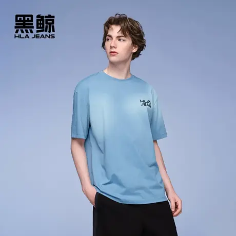 海澜之家旗下黑鲸字母印花短袖T恤男25夏季清爽圆领短t男套头衫男商品大图